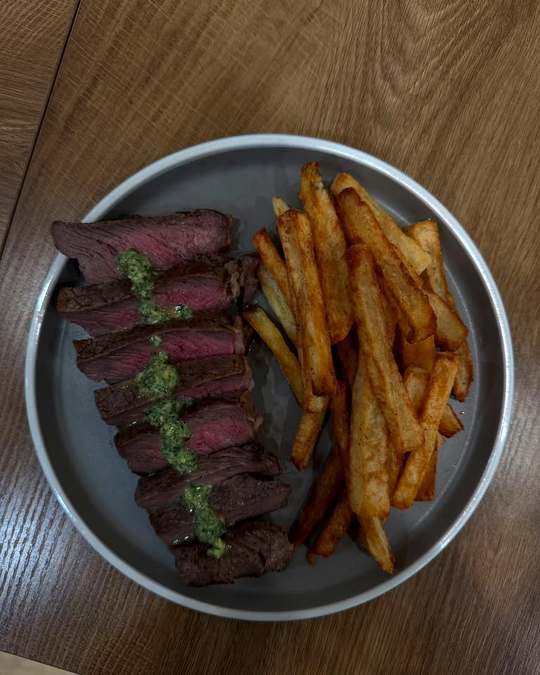 Filet Mignon with Hand-Cut Double-Fried Fries & Creamy Chimichurri