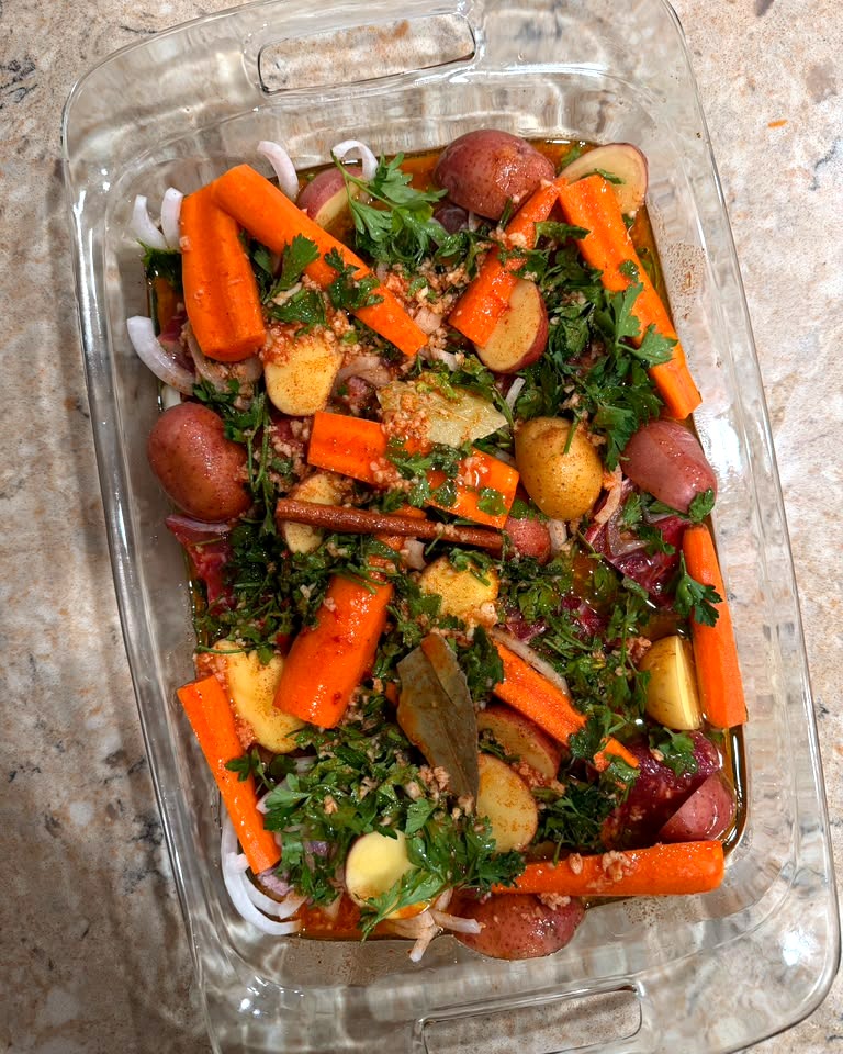 Slow-Roasted Stew Meat with Potatoes & Carrots